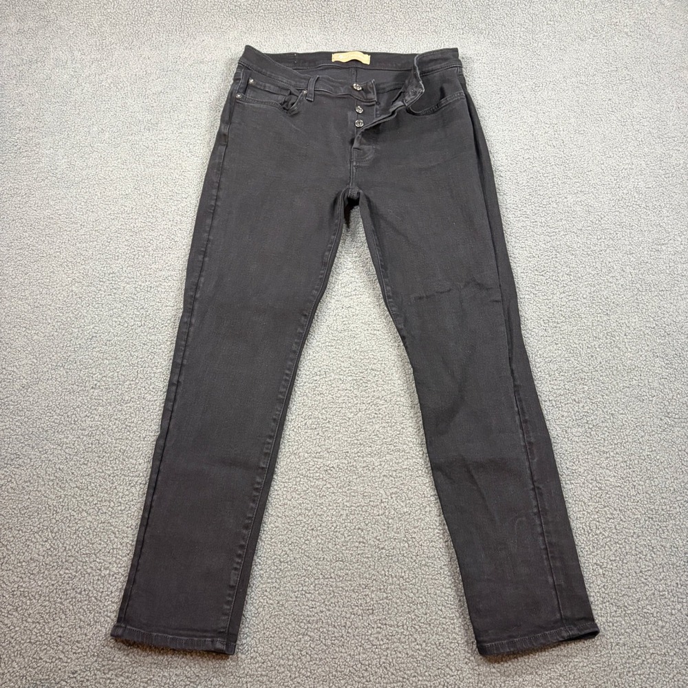 7 For All Mankind Jeans Womens 27 Black Luxe Vintage Slim High Rise Button Fly